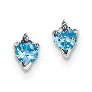 Lex & Lu Sterling Silver Heart w/CZ Post Earrings 